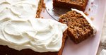 Tray bake carrot cake with coconut cream icing