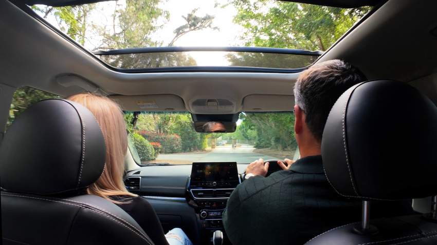 The sunroof allows plenty of light inside the car