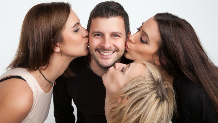 Bisexual Women Happy Positive Lesbian Couple Stock Photo