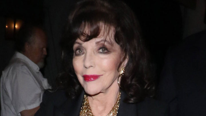 Joan Collins looks chic in all black ensemble for night out with ...