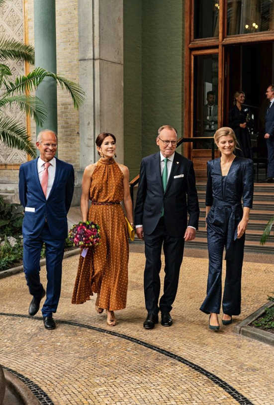 Princess Mary looked classy and elegant in an orange polka dot dress. Source: Facebook/Det danske kongehus.