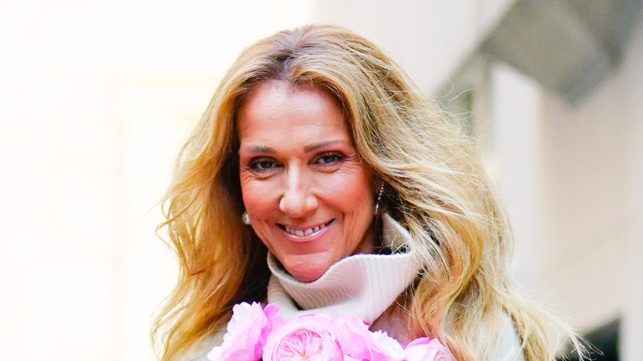 Celine Dion dons pink floral pussybow Gucci dress in Paris