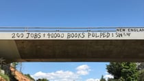 The graffiti protest on Madgwick Drive that started it all. Source: Rod Wise/The Armidale Times