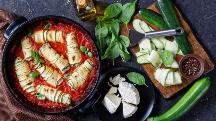 Zucchini rollatini stuffed with ricotta, baby spinach and basil ...