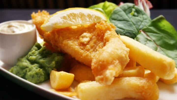 Fish and chips with mushy peas - Starts at 60