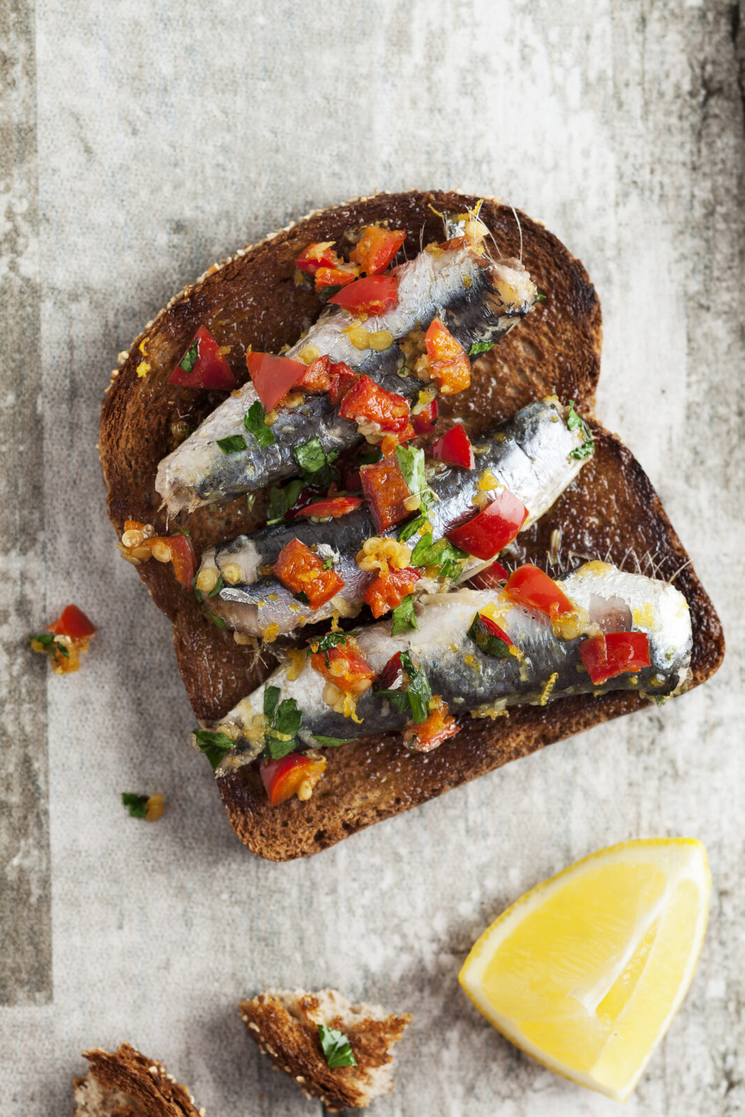 Sardine and tomato bruschetta Starts at 60