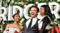 The cast of 'Bridgerton' have swapped their frocks for high-end fashion pieces. Source: Getty