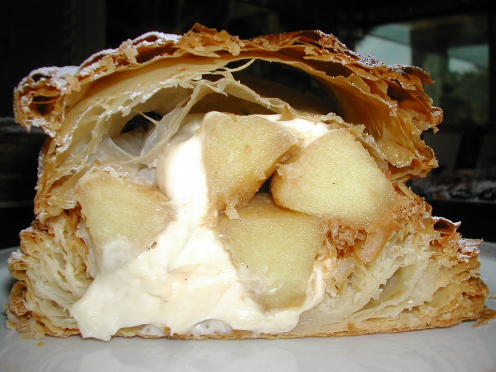 Apple and custard strudel Starts at 60