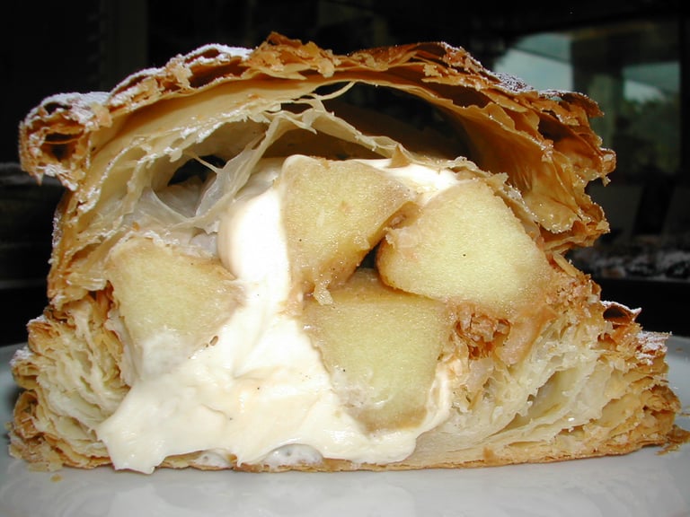 Apple and custard strudel - Starts at 60