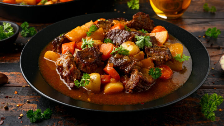 Hearty beef and vegetable stew - Starts at 60