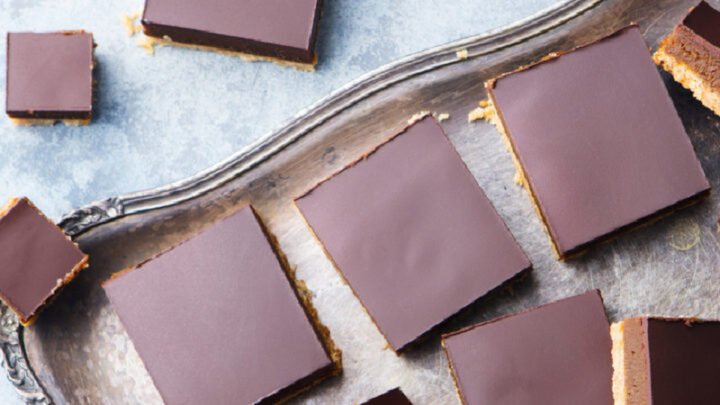 Deliciously sweet double-choc caramel slice - Starts at 60