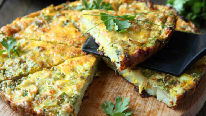 Simple vegetable and cheese frittata - Starts at 60