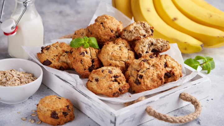 Simple four-ingredient banana and peanut butter biscuits - Starts at 60