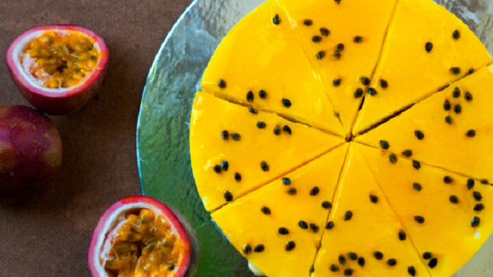 Smooth and creamy passionfruit cheesecake - Starts at 60