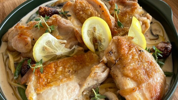 Hearty lemon chicken and potato bake - Starts at 60