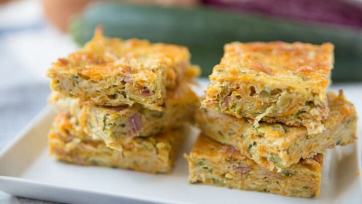 Flavourful zucchini and sweet potato slice - Starts at 60
