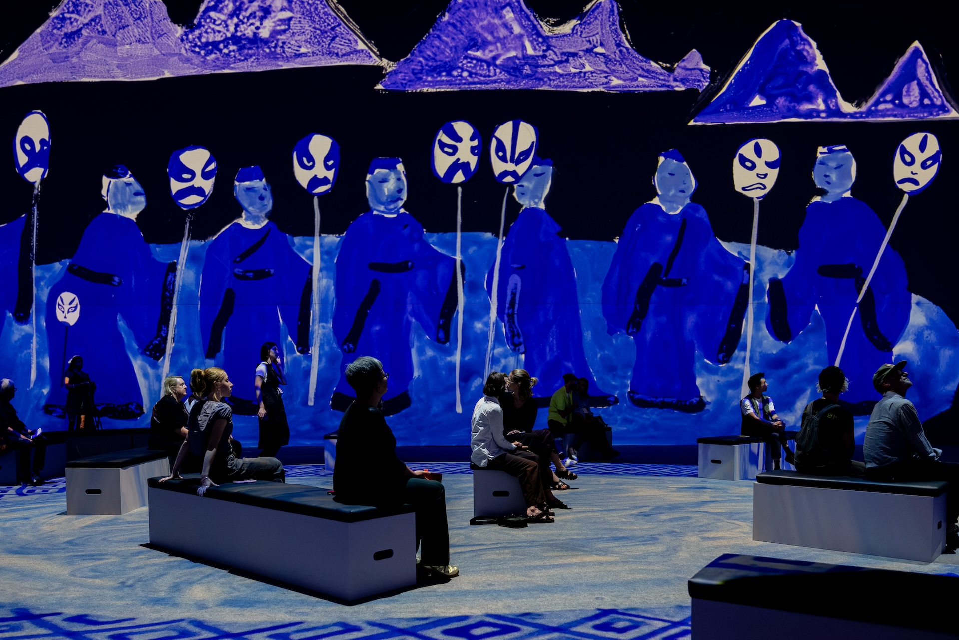Visitors at David Hockney: Bigger & Closer (Not smaller and further away), showing at Carriageworks, Sydney, from 22 October 2026 to 24 January 2027.