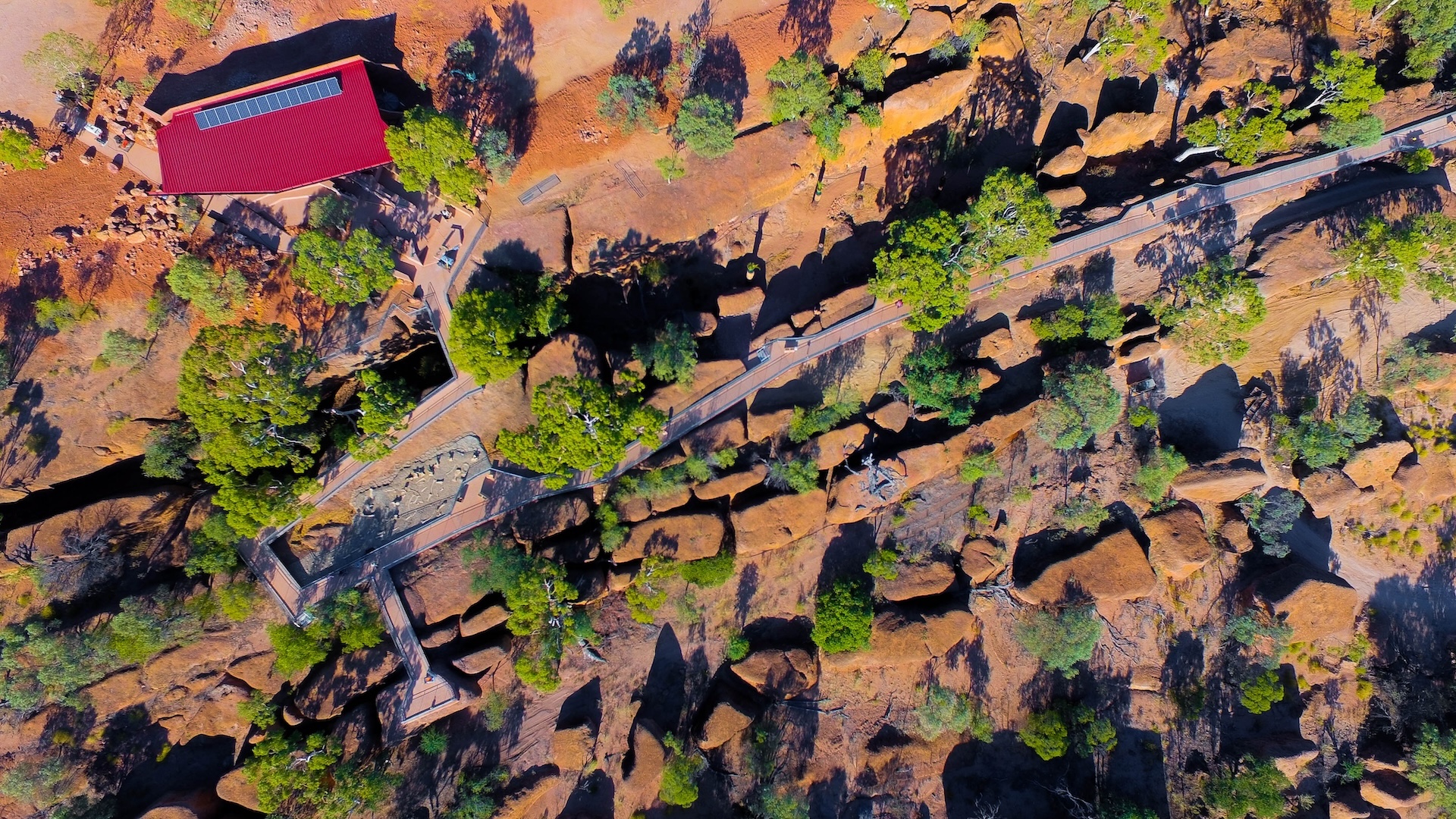 An aerial view of Dinosaur Canyon in Outback Queensland. 
